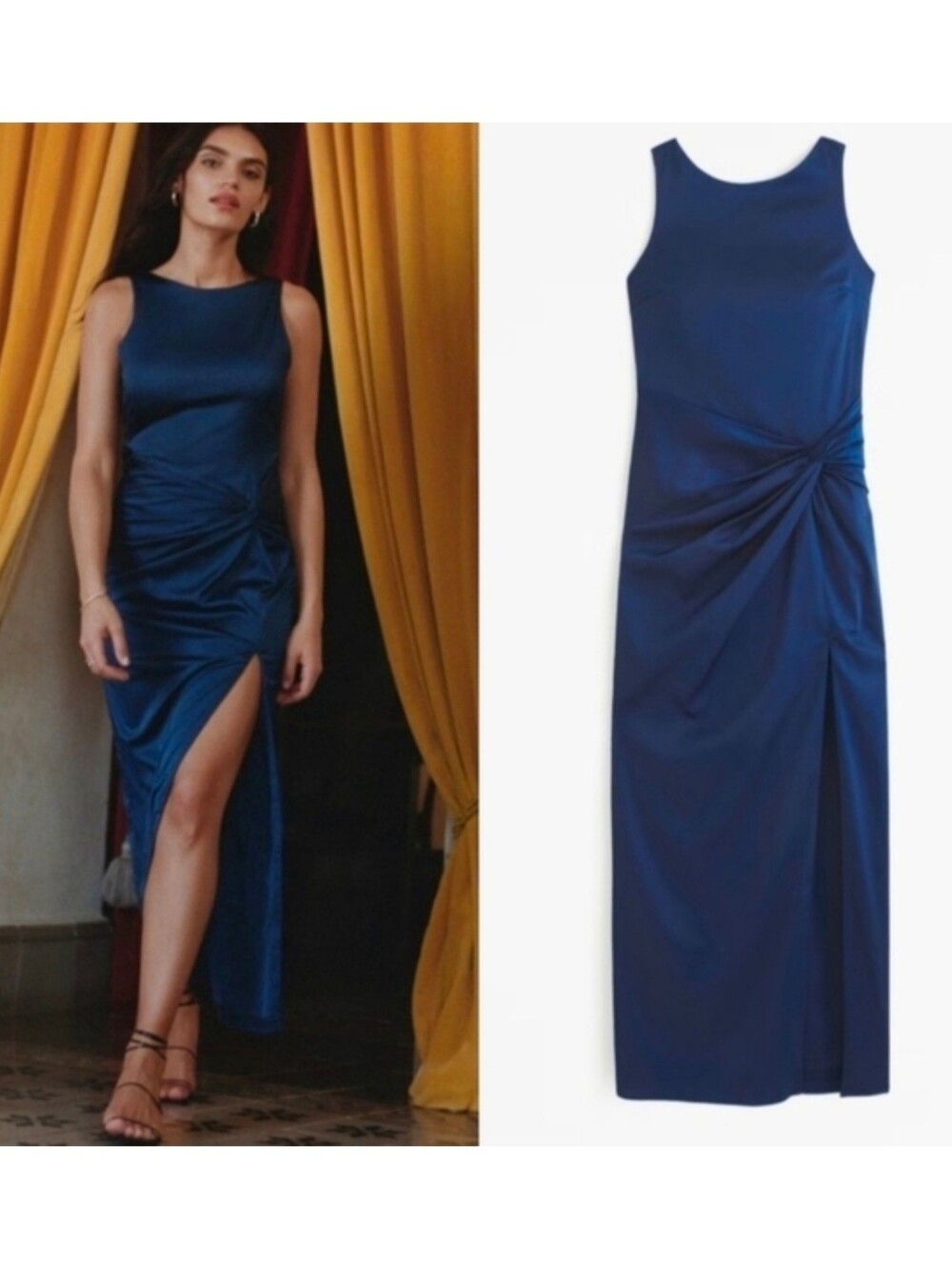 Abercrombie & Fitch Navy Draped Skirt Maxi Dress